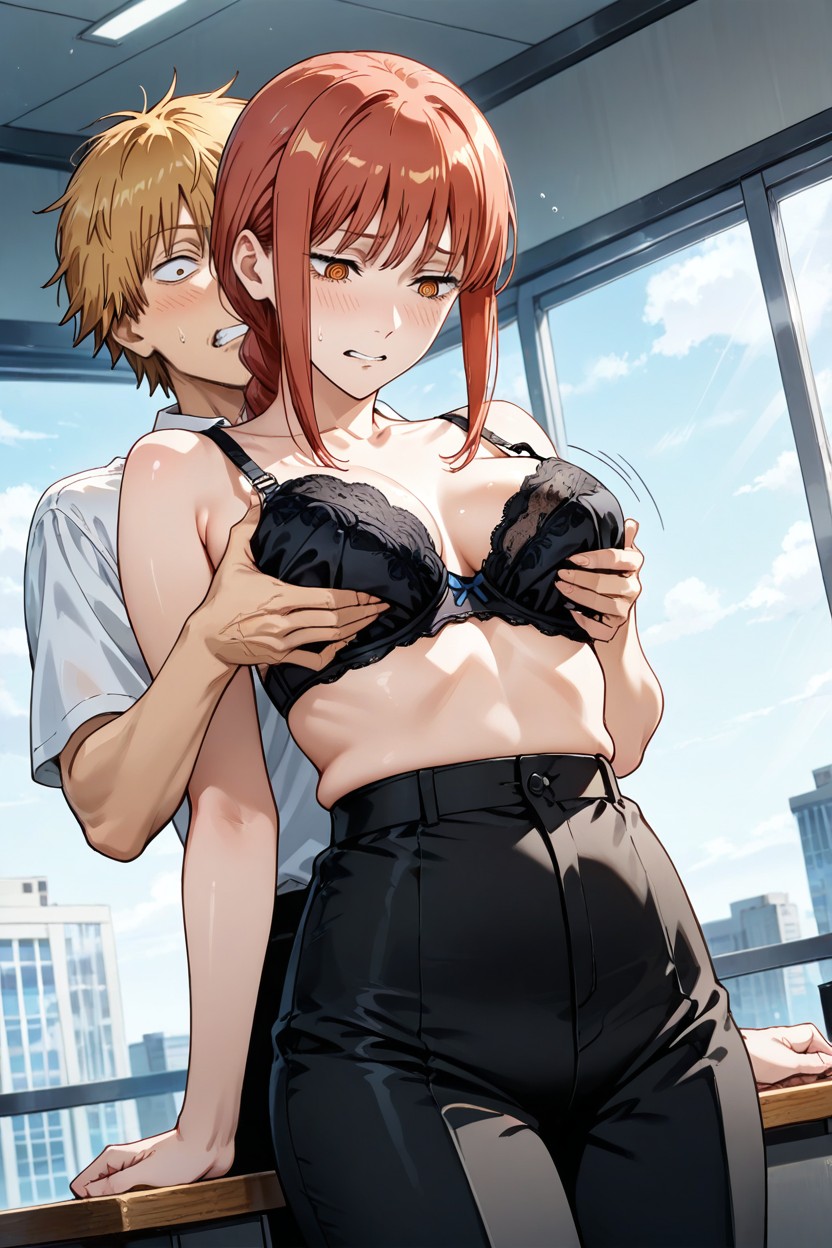 Groping Breast Under Bra, Fully Clothed Man, Art Style Takeda Hiromitsu Hentai AI Porn