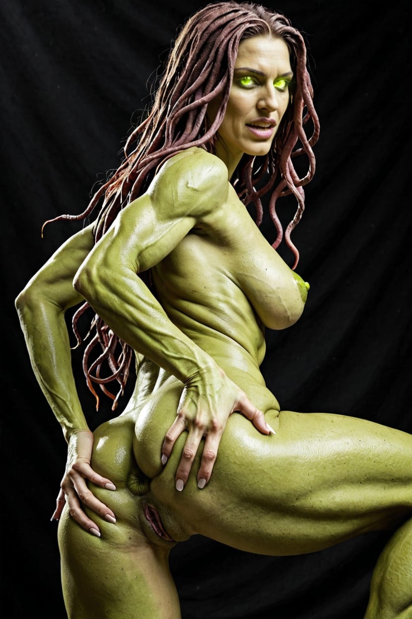 Ancient Greek Mythology, Green Scaled Skin, Scaley Aerolas AI Porn