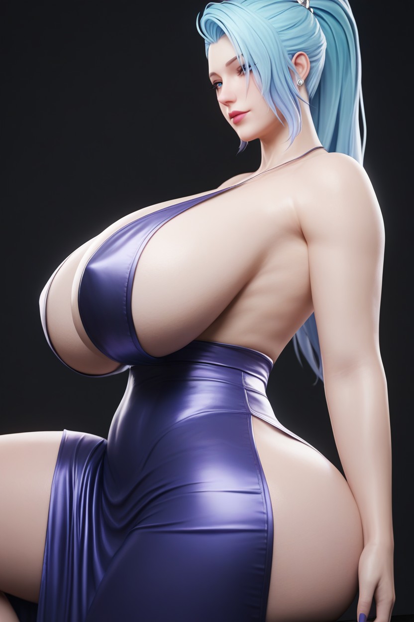 Mega Oversized Large Big Wide Hips, Ponytail, Waist Shot AI Porn