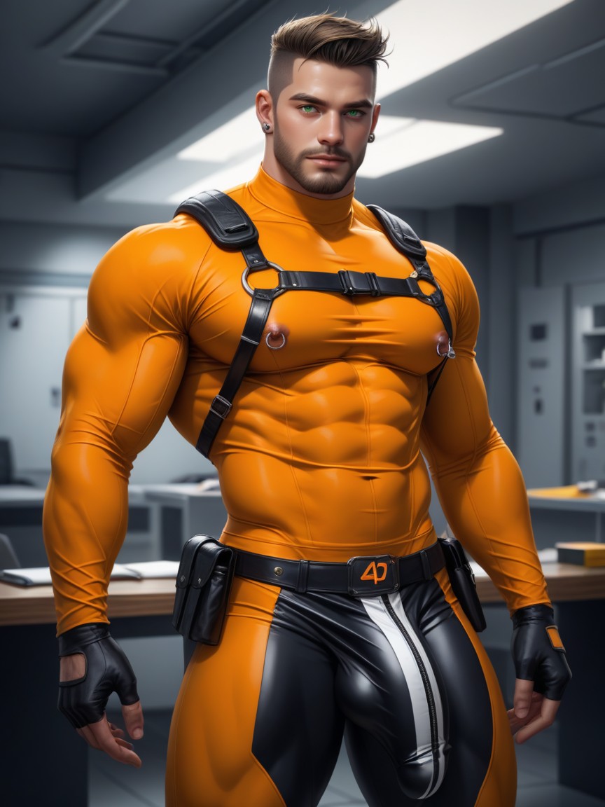 Large Erect Nipples, Model Pose, Pierced Nipples Under Clothing 게이 AI 포르노