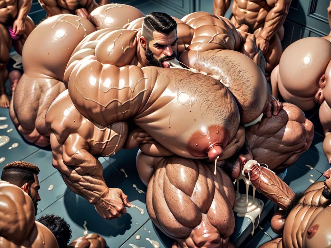 Harem, Hyper Bulky, Hairy Thick Hyper Muscled Body AI Porn