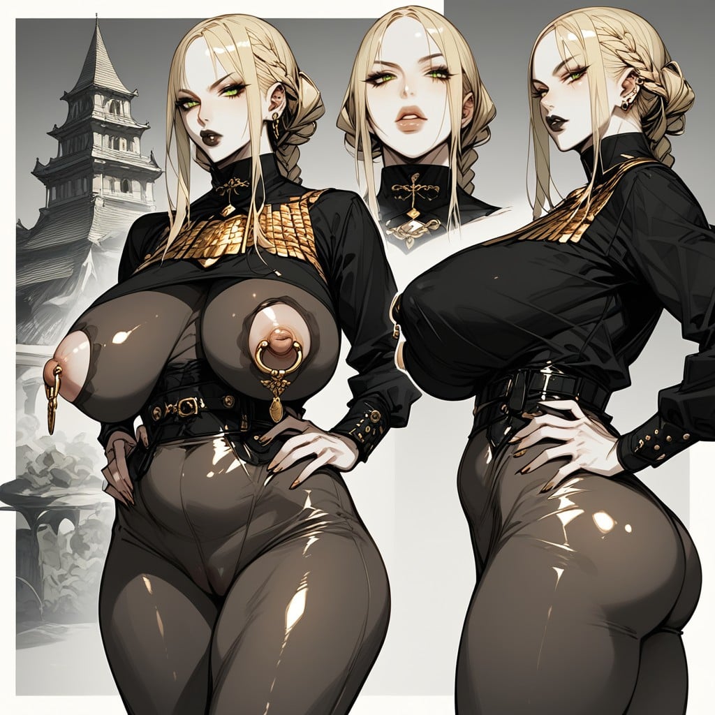Dark Lipstick, Wide Hips, Braided AI Porn