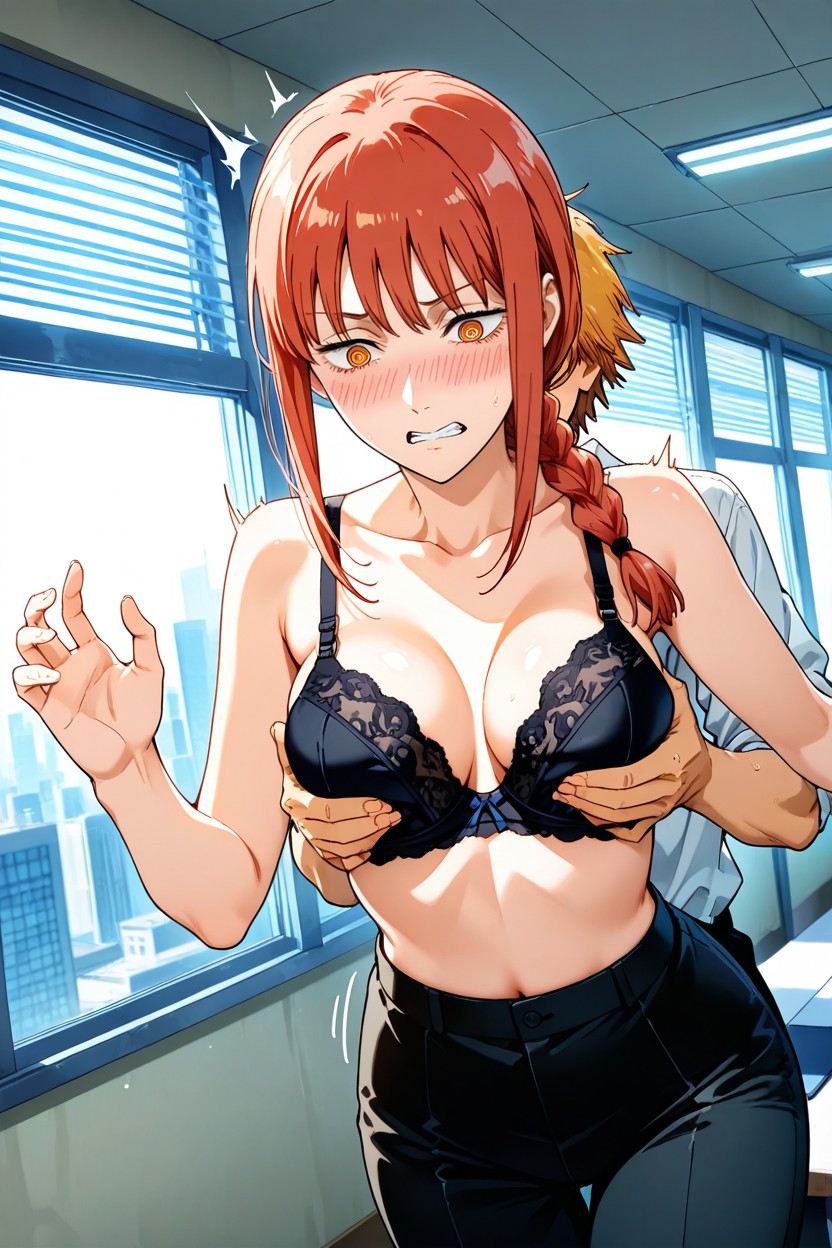 Makima Wide Open Mouth And Clenched Teeth, Denji Outfit, Makima From Chainsaw Man Hentai AI Porn