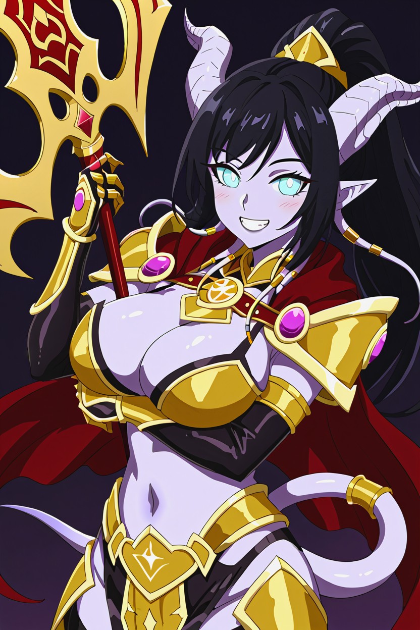 "varesa From Genshin Impact" Cosplay, Fluffy Fur On Neck, Hair Covering One Eye AI Porn