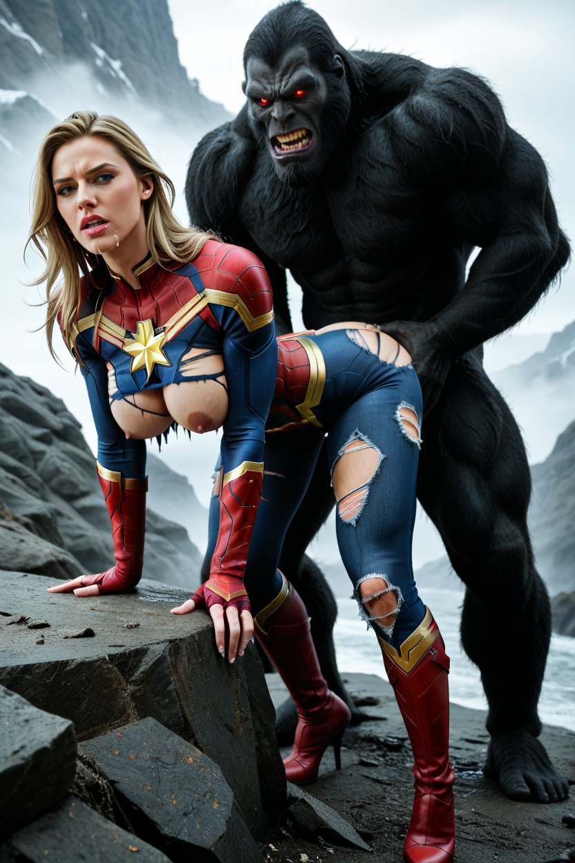 Ultra Giant Beast Porn, Exposed Nipples, Girlfriend-like Face AI Porn