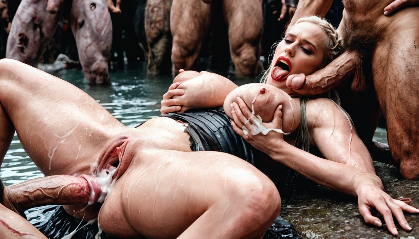 Disgusted, Her Feet Rested On Shoulders Of The Zombie That Is Fucking Her Anal, Reverse Deepthroat From Above Her Head Porno IA