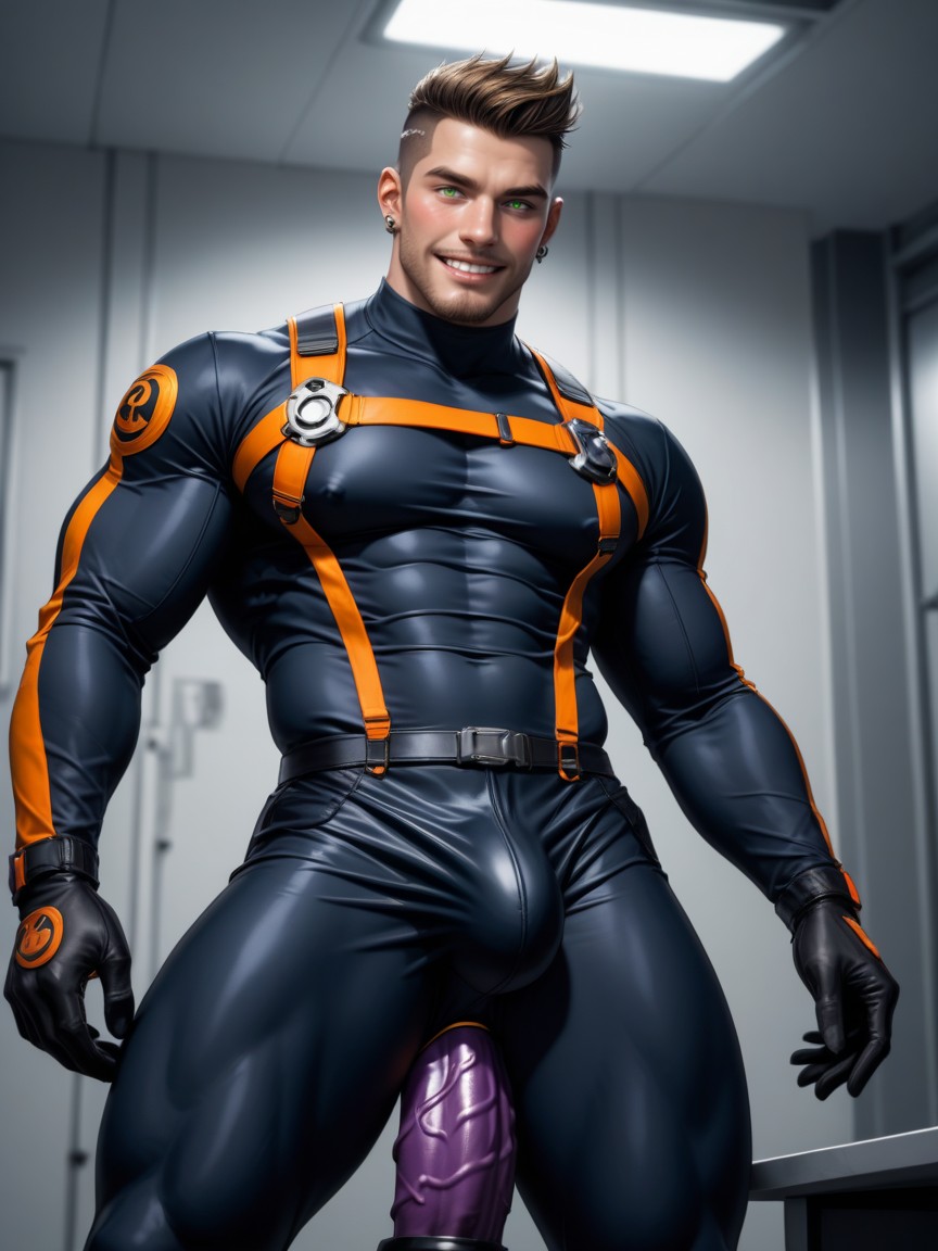 Tesão, Full Thick Beard, Pierced Ears Pornografia gay com IA