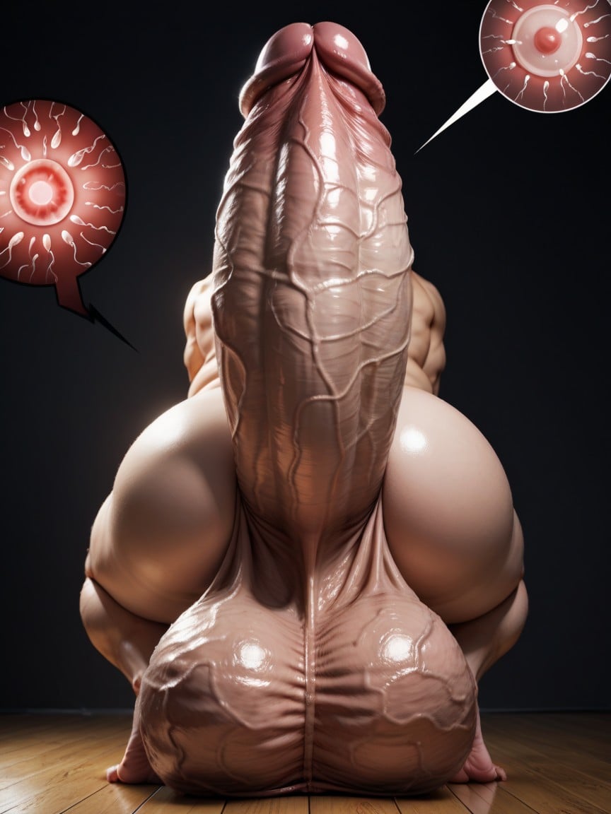 Cock Hangs To The Floor, Thick Glans, Huge Cock Tip Porno IA Gay