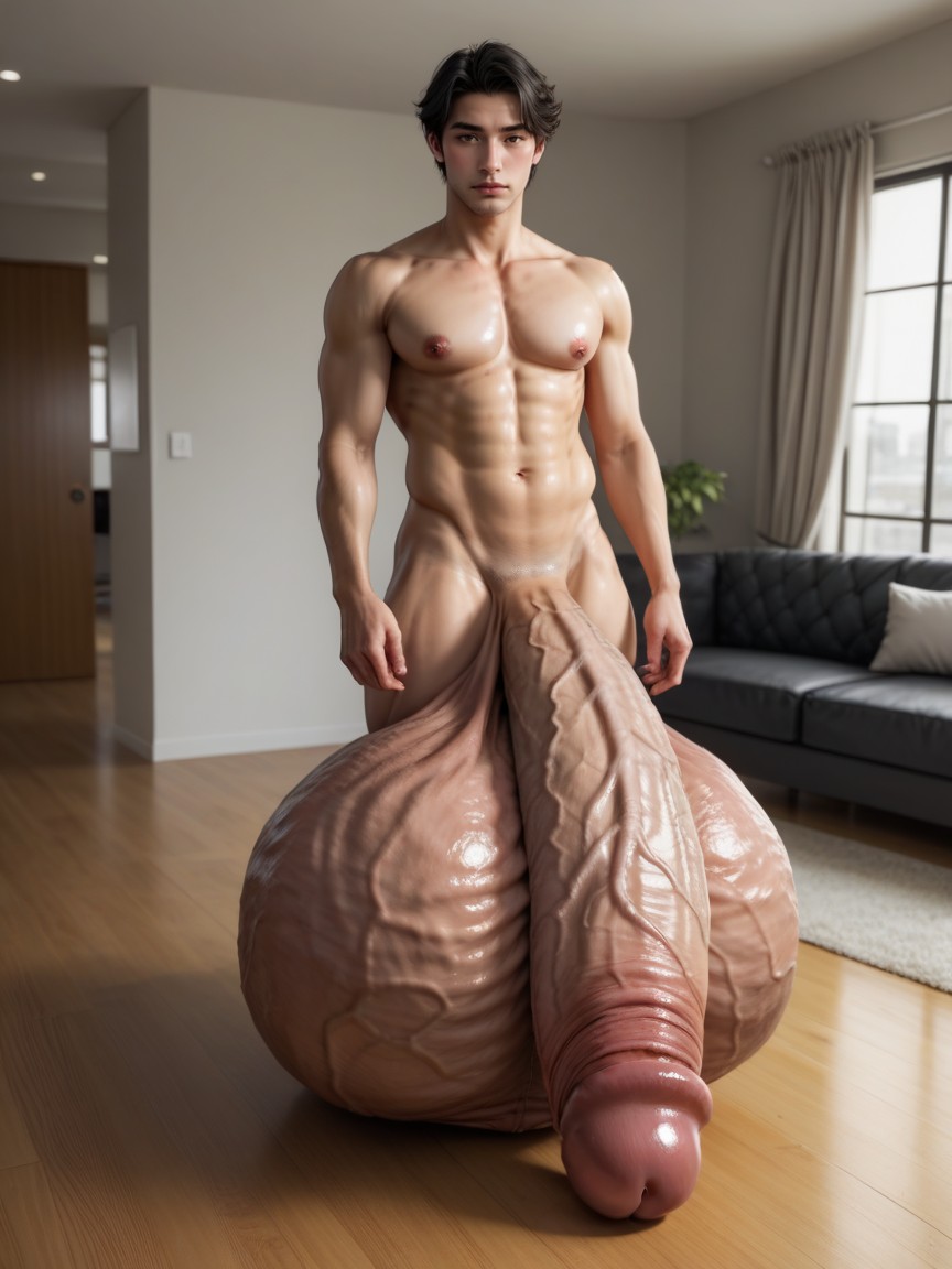 Long Flaccid Cock, Flaccid Penis, 单人图 AI同性恋黄片
