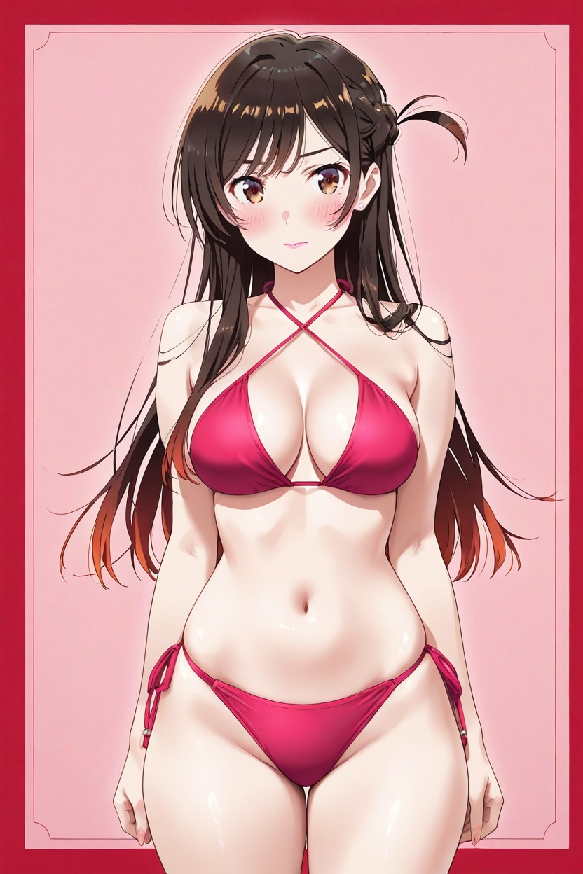 Simple Soft Shading Style, Medium Breasts, Natural Pink Lips Porno IA Hentai