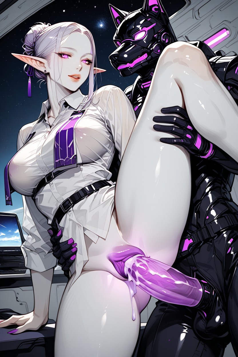 Standing, Space, Purple Cum Penis Furry AI Porn