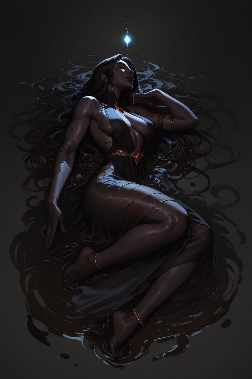 Person, Dark Long Length Hair, Closed Eyes AI Porn