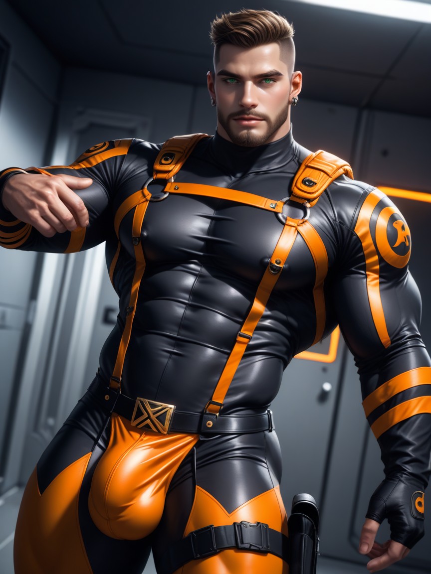 Gay, Gigantic Bulge Under Clothes, Muscle Daddy Physique AI同性戀黃片