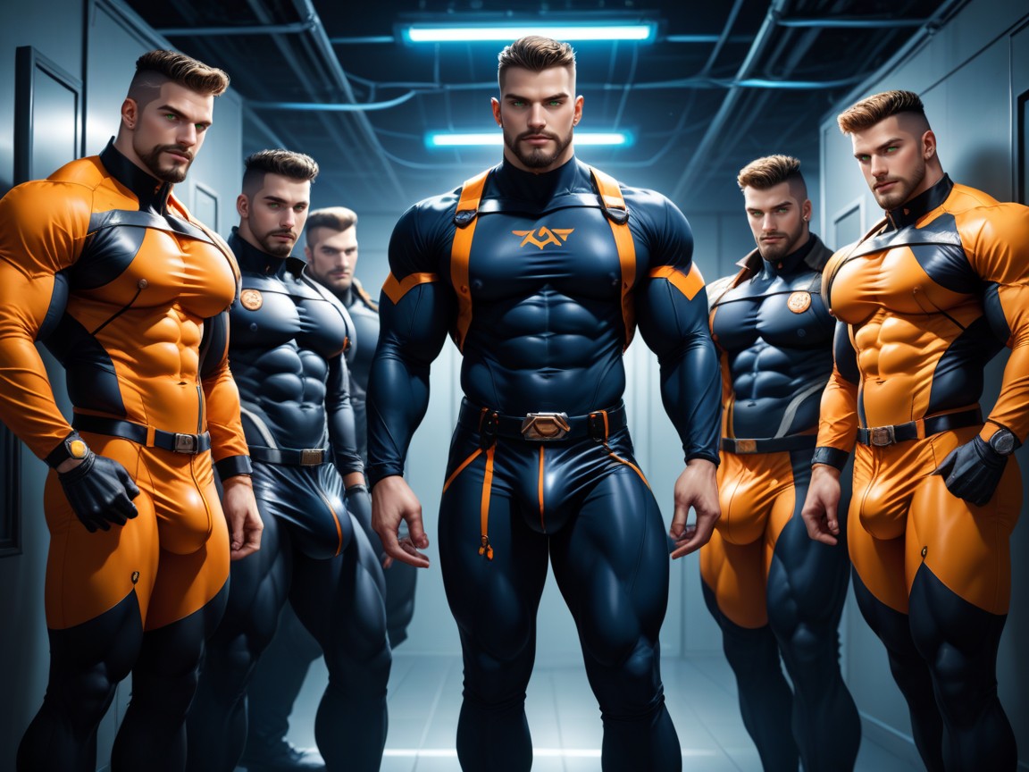 Massive Engorged Cock Bulge Under Clothes, Model Pose, Very Large Detailed Bulge AI Gay Porn