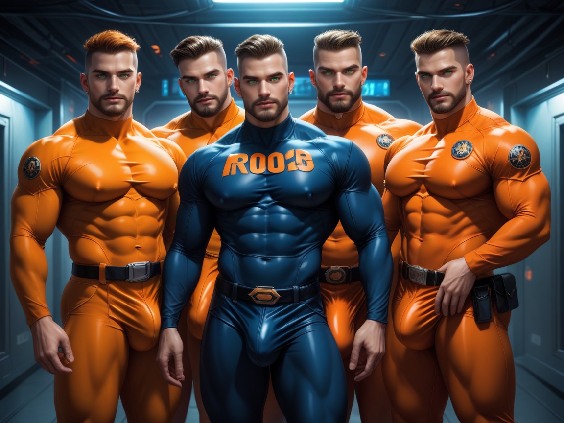 Very Muscular, Horny, Very Large Detailed Bulge Porno IA Gay