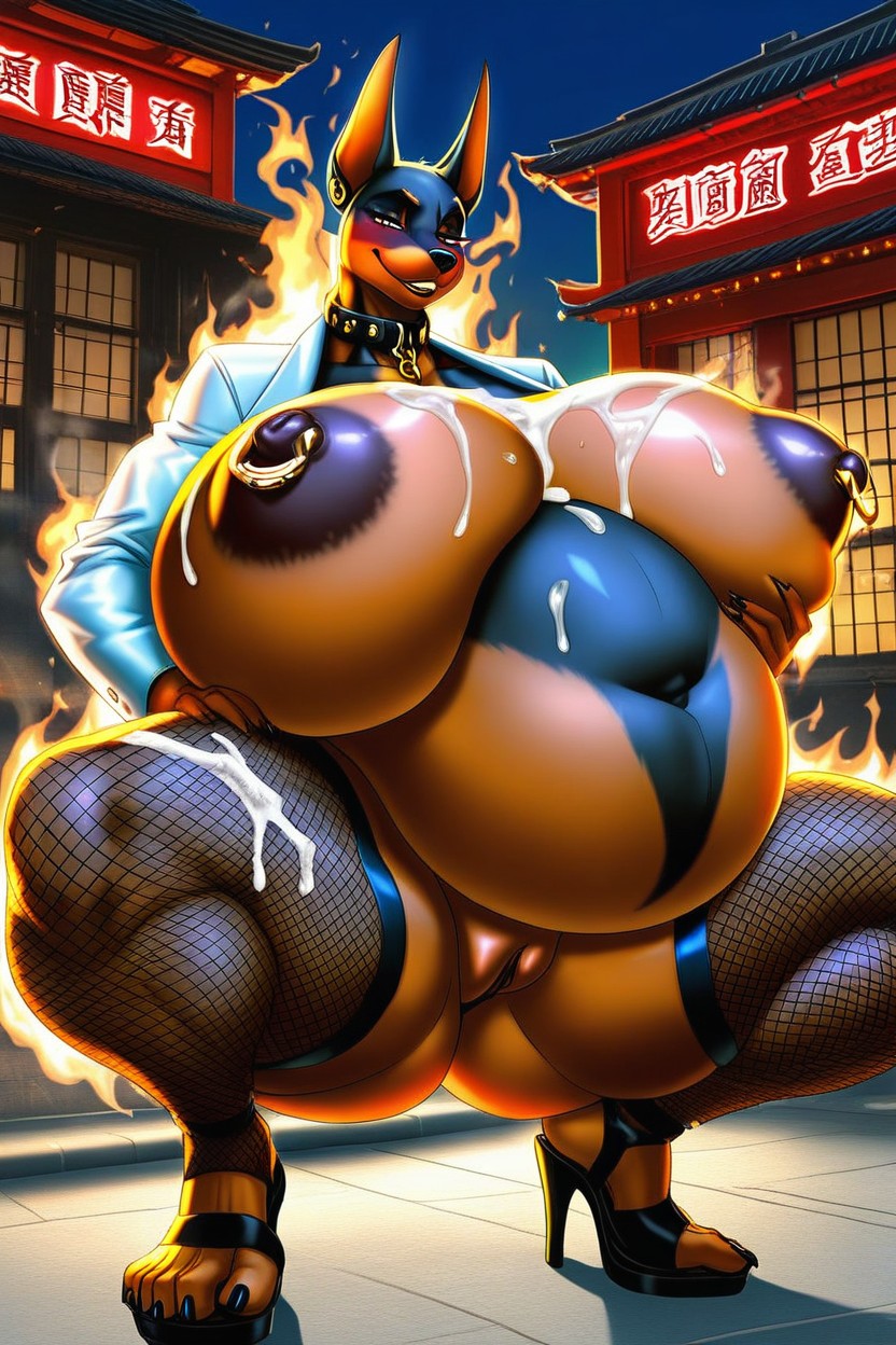 Colossal Belly, Room, Wide Hips Furry AI Porn