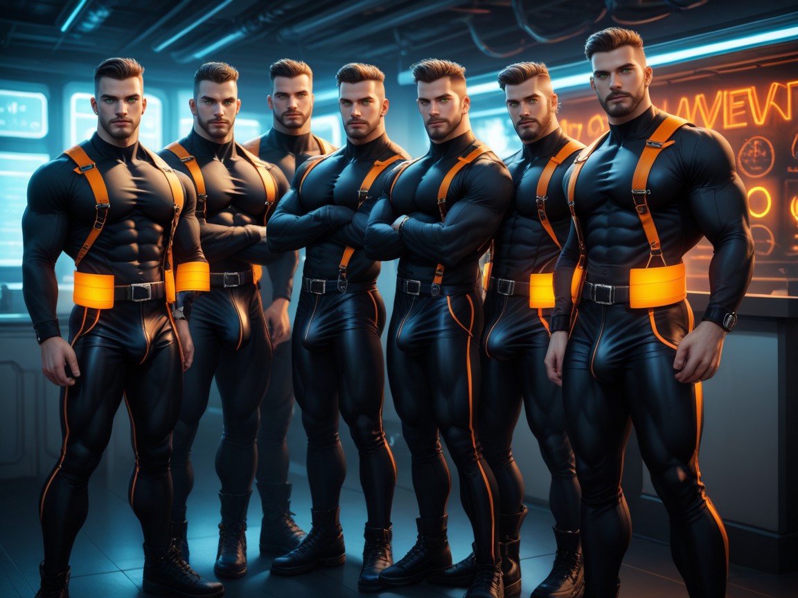 Horny, Holster On Thigh, Many Clones That Look Like Gordon Freeman From Half Life Game Porno gay IA