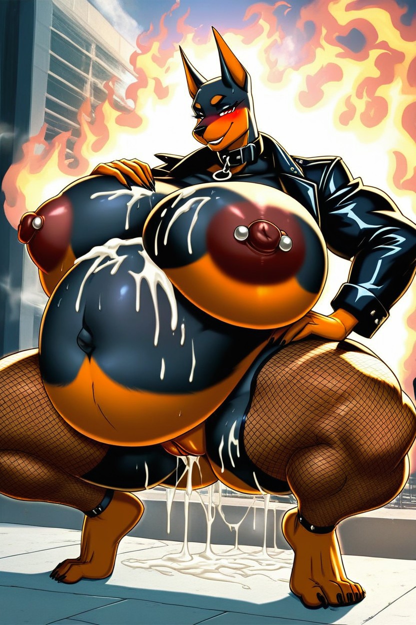 Hyper Pregnancy, Rched Back, Doberman Furry IA