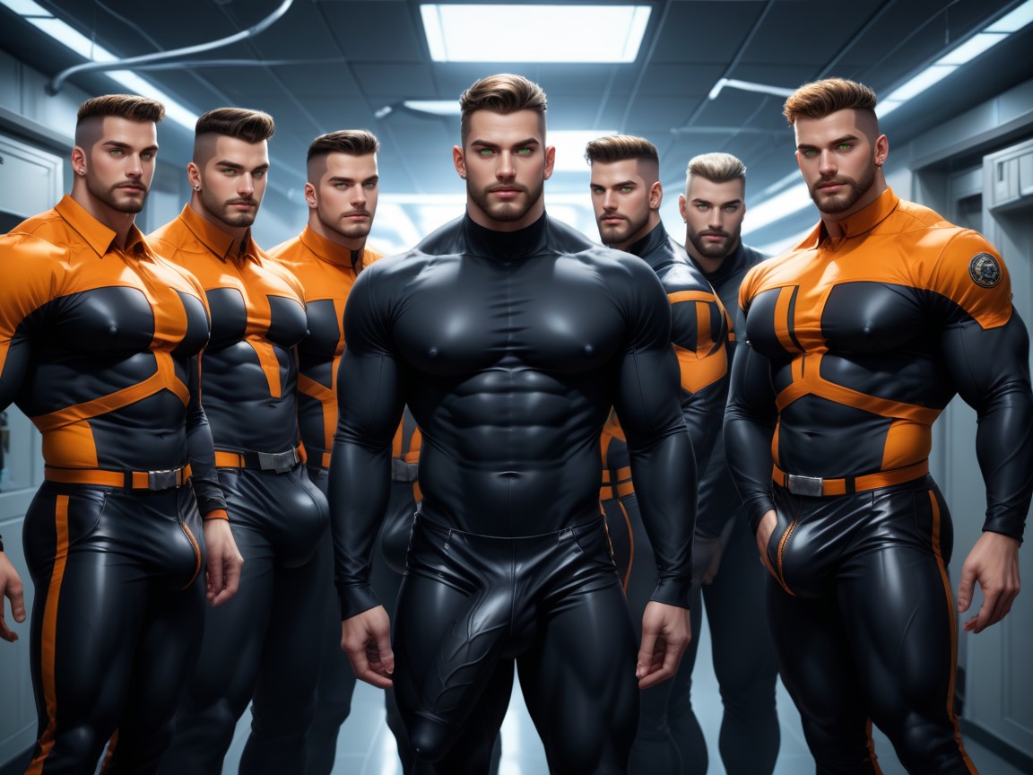 Biohazard And Radiation, Wearing A Black With Orange Trim Bodysuit, Harén Porno gay IA
