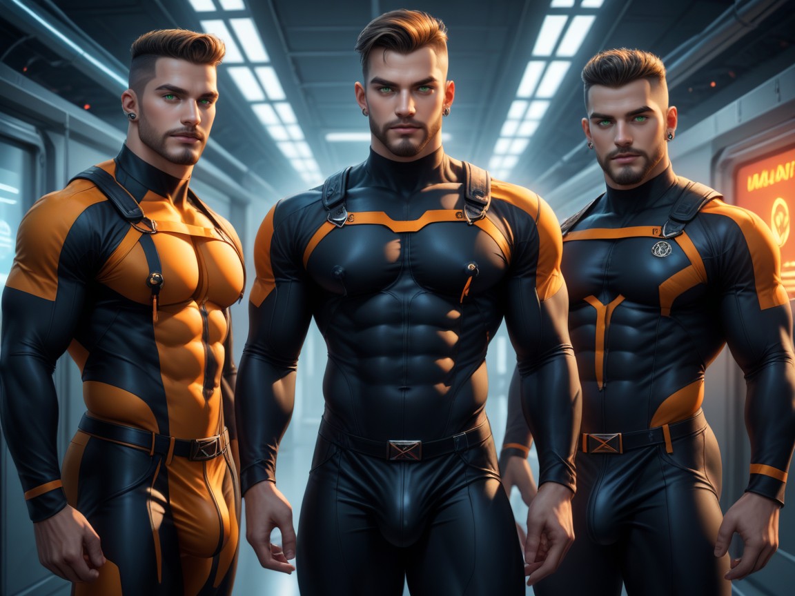 18+, Full Thick Beard, Sleek Form-fitting Clothing AI Gay Porn