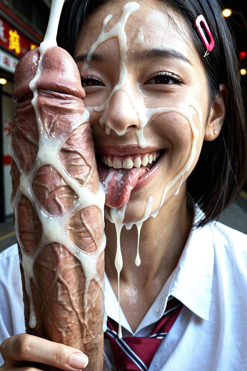 Bukakke, Cum Oozing From Cock, Detailed Porno IA