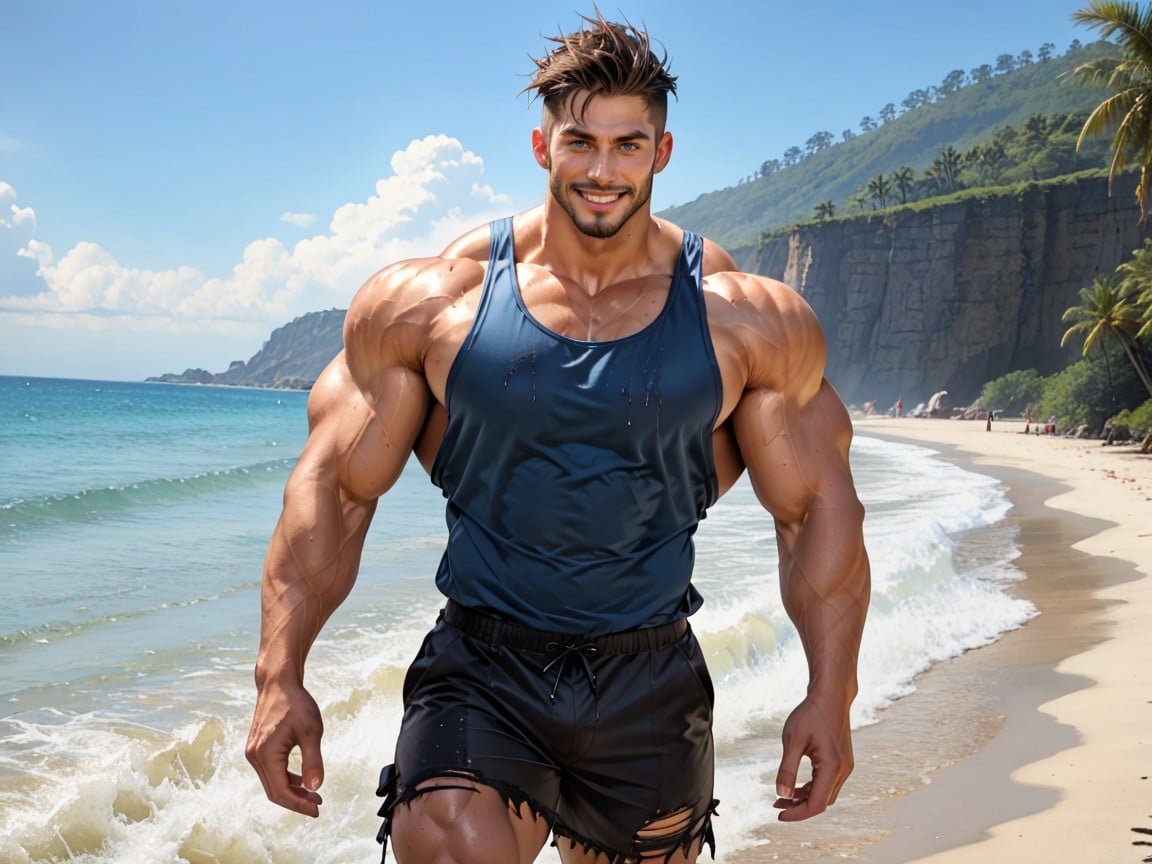 Well Defined Legs, Masculine Face, Deep Abs AI同性戀黃片