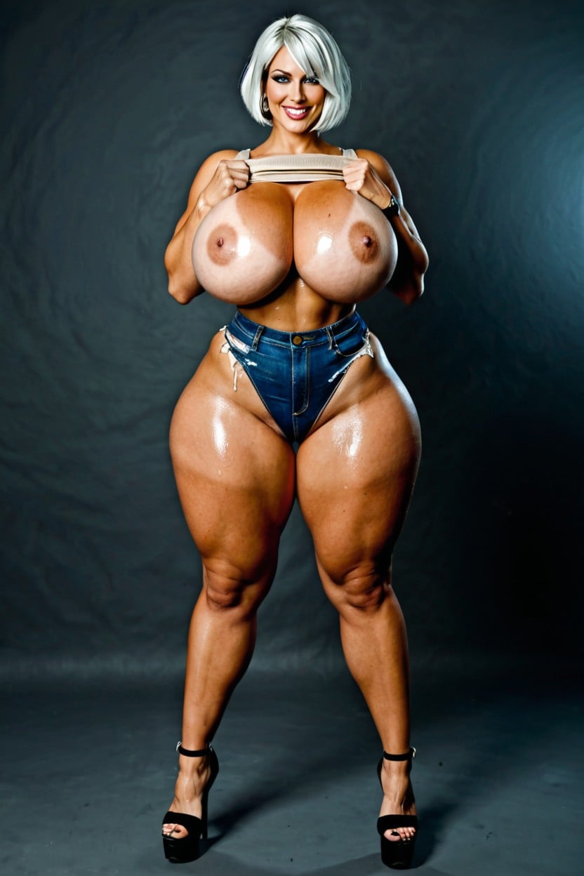 Full Body, Pixie Cut, Detailed Huge Blue Eyes AI Porn