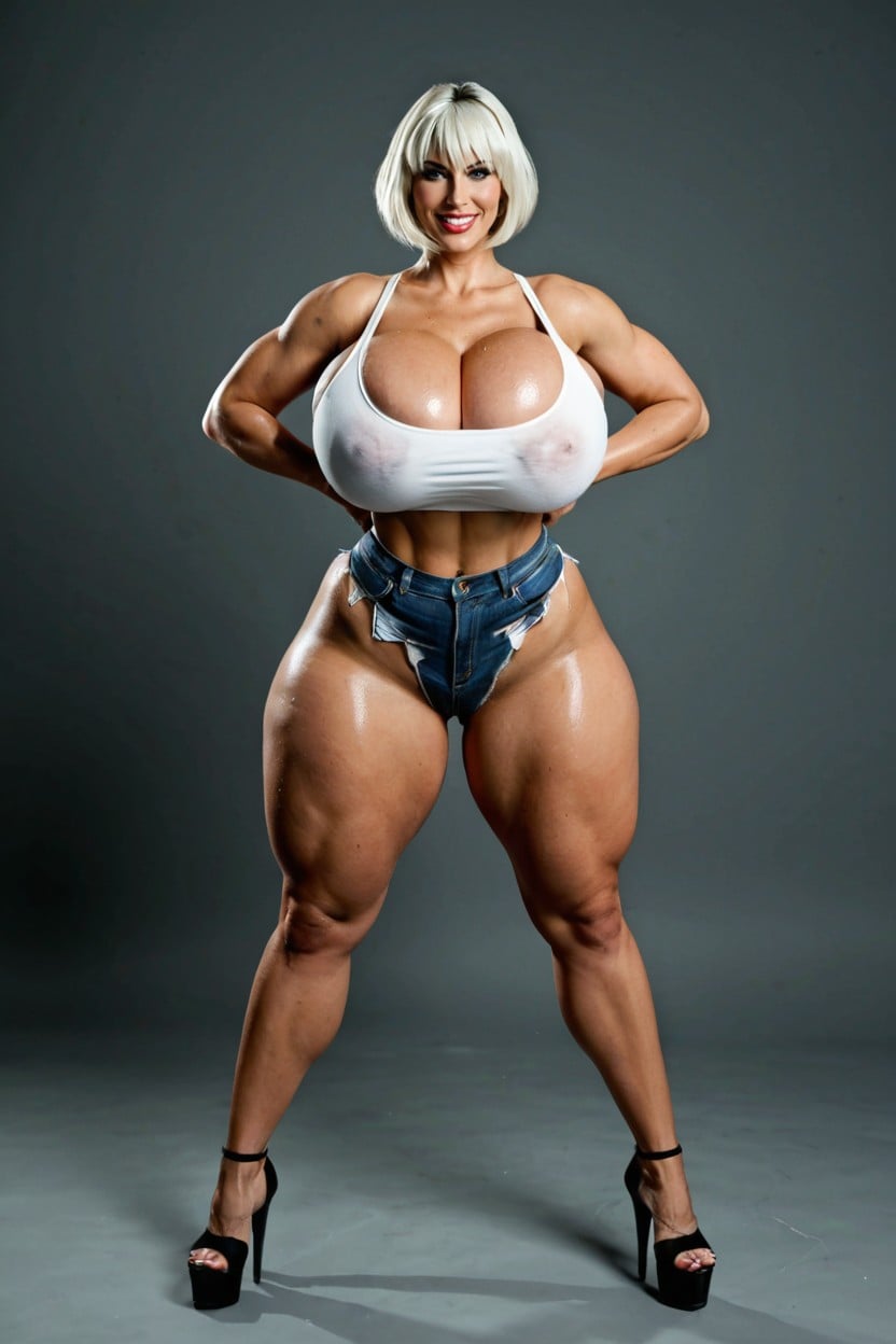 Standing, Massive Breasts, Ass Bouncing Out Of AI Porn
