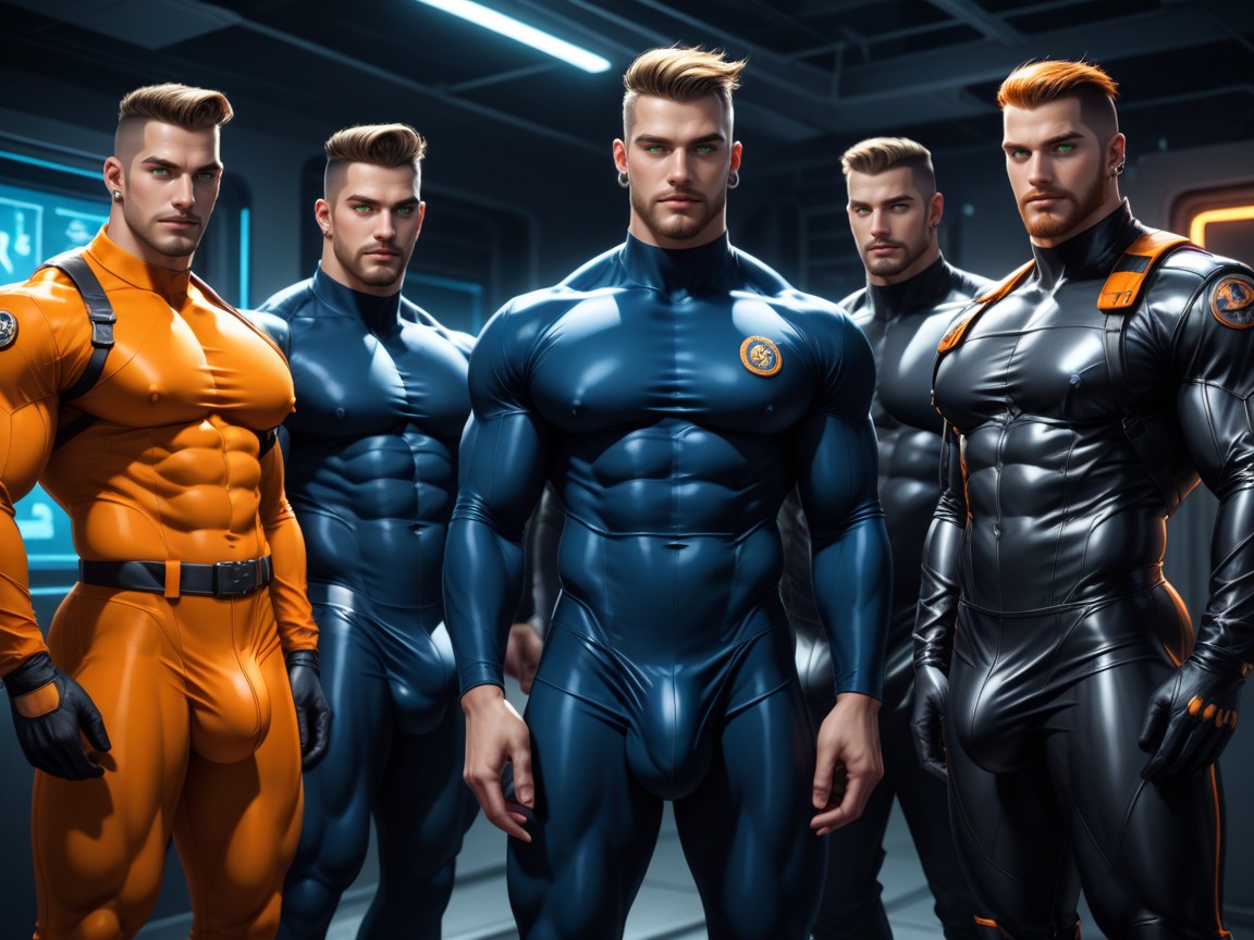Horny, Green Eyes, Bodysuit Is Extremely Form Fitting AI Gay Porn