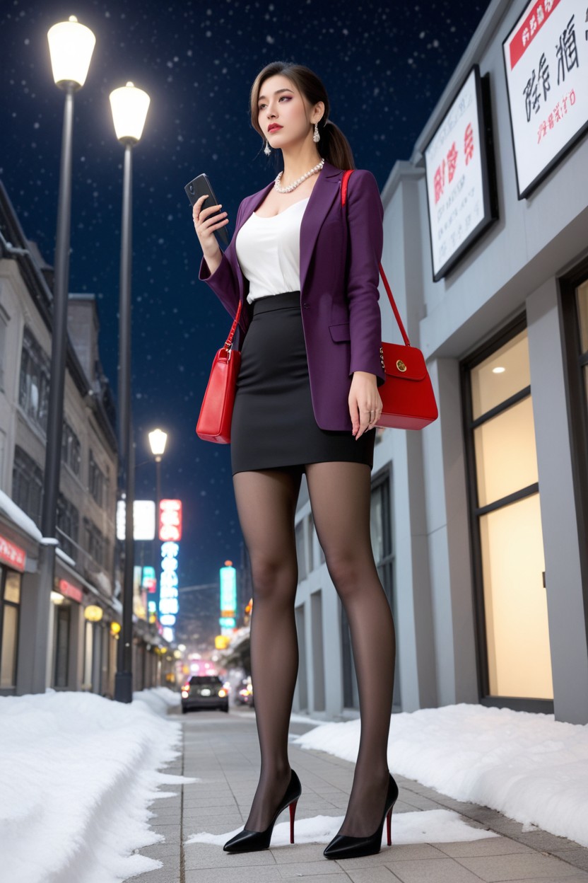 Standing With Legs Apart, Red High Heels, Very Realistic AI國產黃片