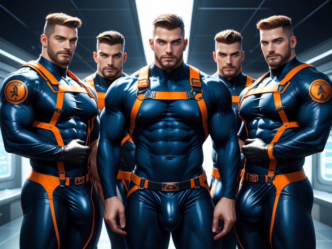 Skintight Clothing, Nuit, Muscle Daddy Physique Porno IA Gay