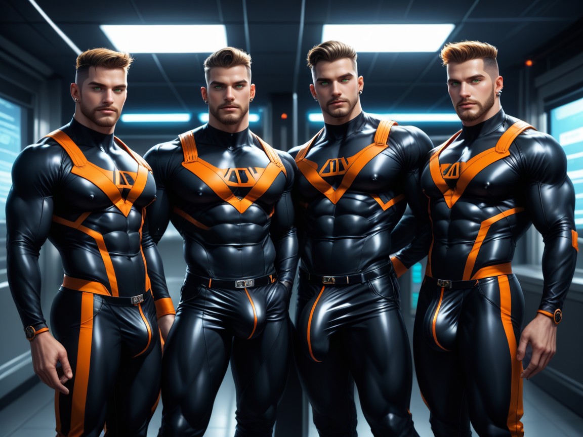 Pierced Ears, Full Thick Beard, Bodysuit Is Extremely Form Fitting AI同性戀黃片