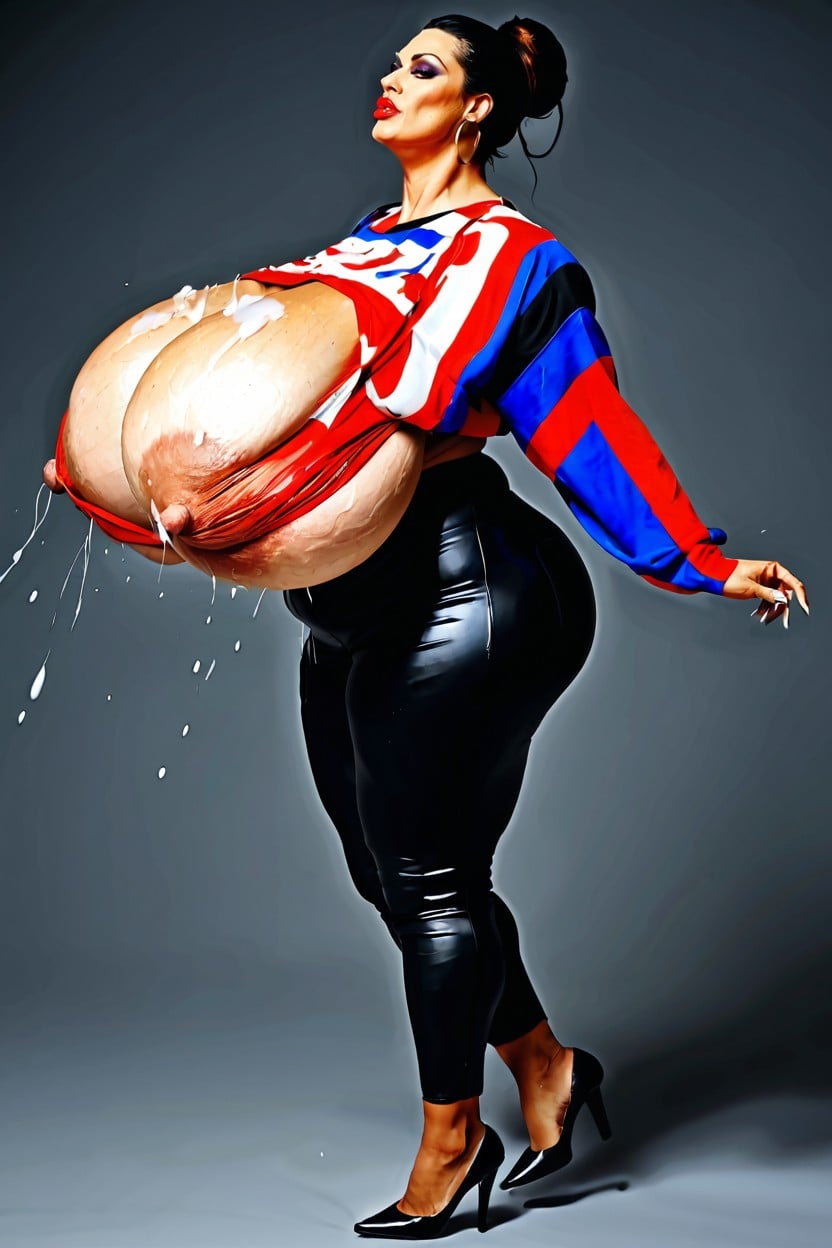 Standing, Massive Saggy Boobs, Correct Anatomy AI Porn
