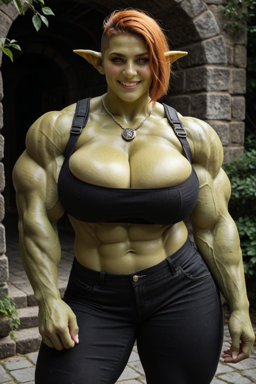 Wearing Many Medallion Necklaces, Goblin Face, Rapado Porno BBW IA