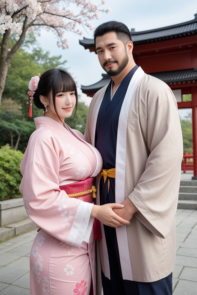 Pink Obi, High Resolution, Earrings Asian AI Porn