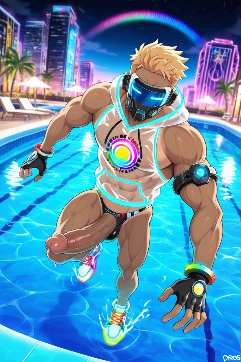 Dynamic Pose, Fingerless Gloves, Night AI Gay Porn