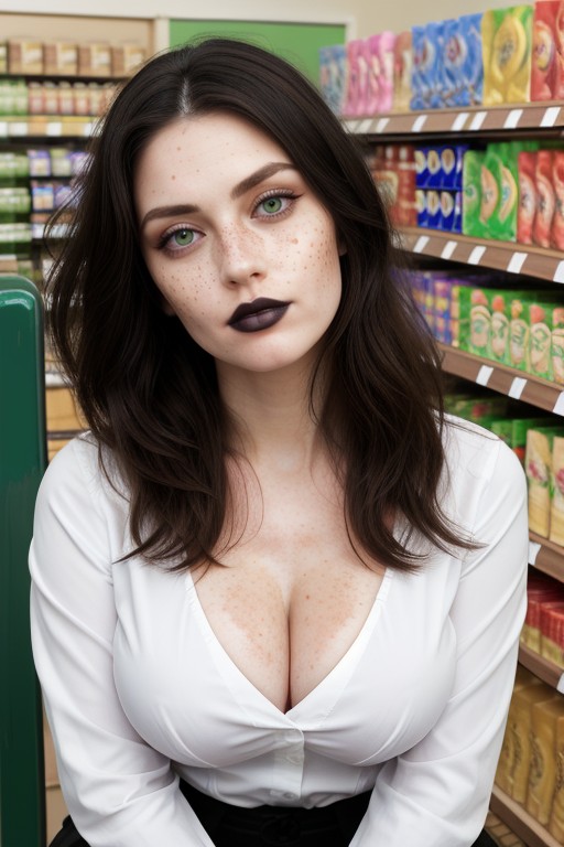 Standing Behind Register, Stunning Beauty, On Her Knees AI Porn