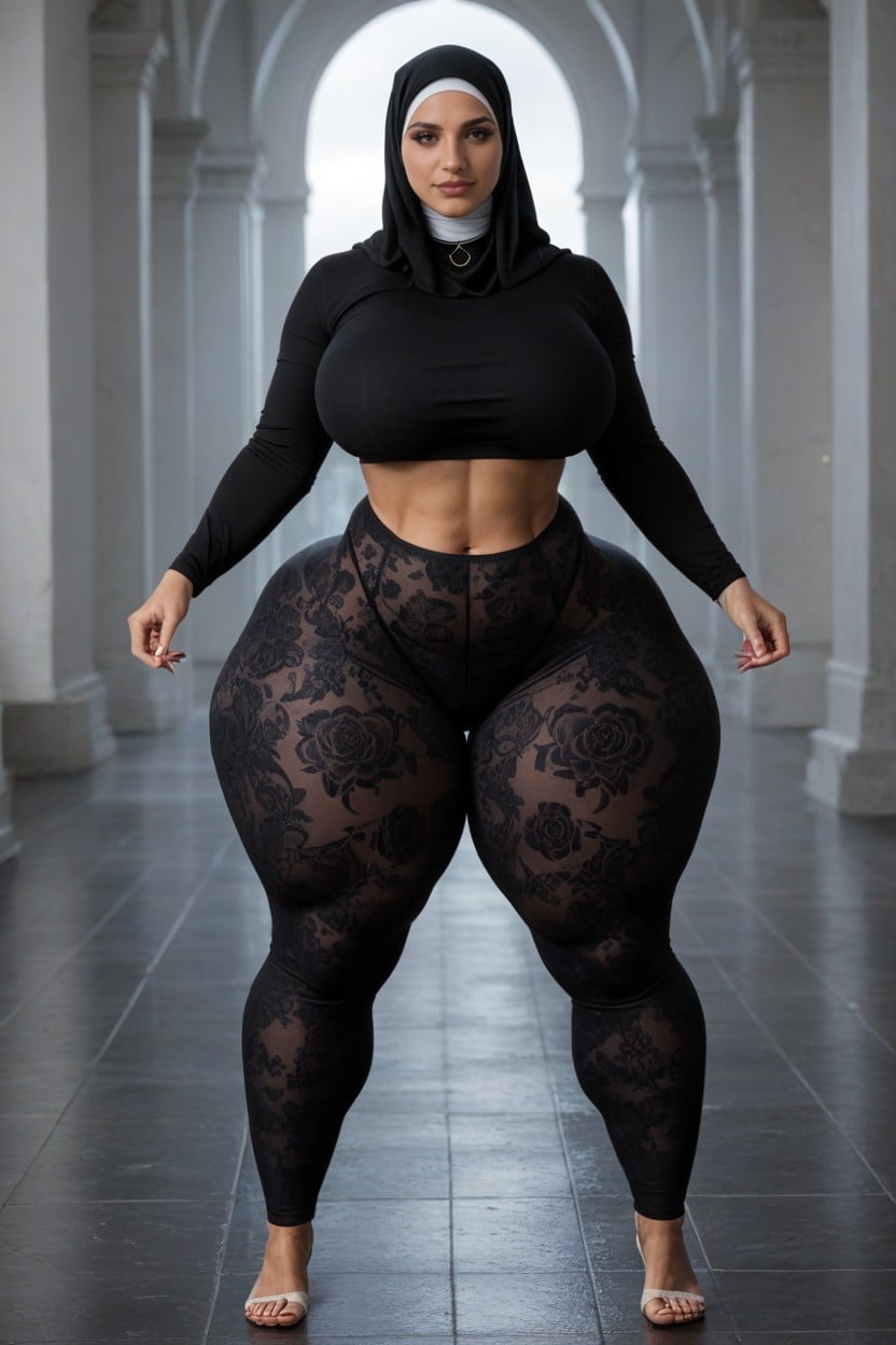 Floral Print Yoga Pants, Thick Thighs, Seductive AI Porn