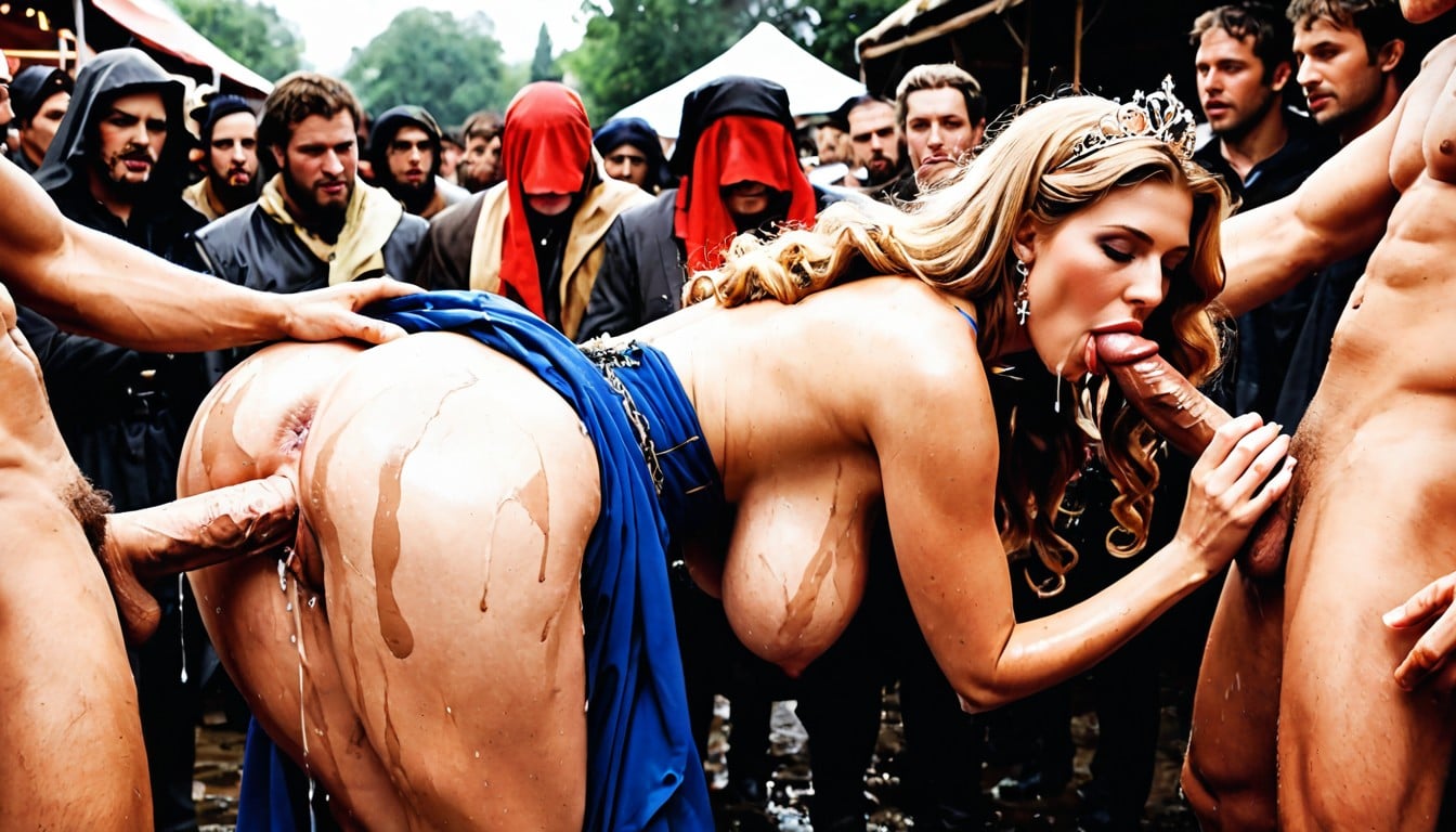 Crowded, Arms Behind Back, Ultra-long Vaginal Lips AI Porn