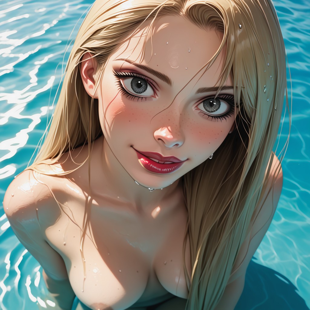 Oiled Skin, Blushing, Surprised Hentai AI Porn