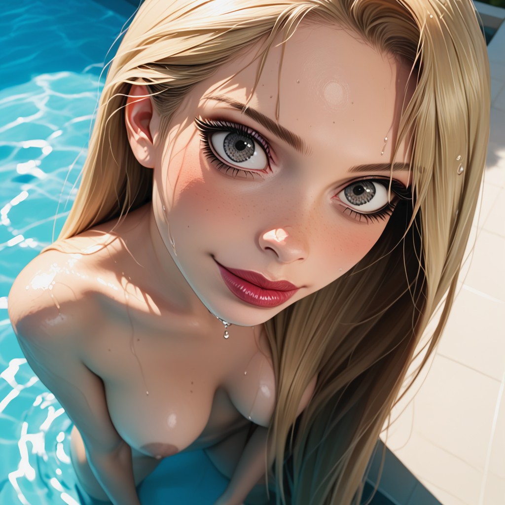 Blonde Hair, Sunlight, Wet Hair Hentai AI Porn