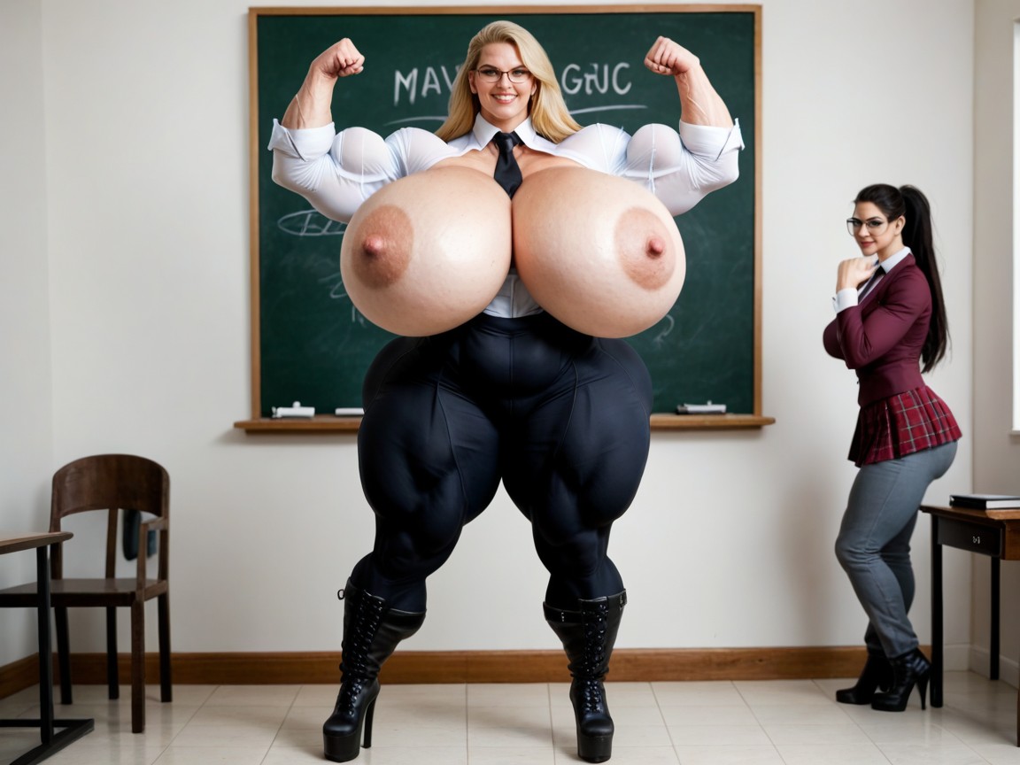 Massive Musclesmuscular Mega Massive Muscles Muscular Mega Female, Gluteal Sulcus, Hyper Breast AI Porn