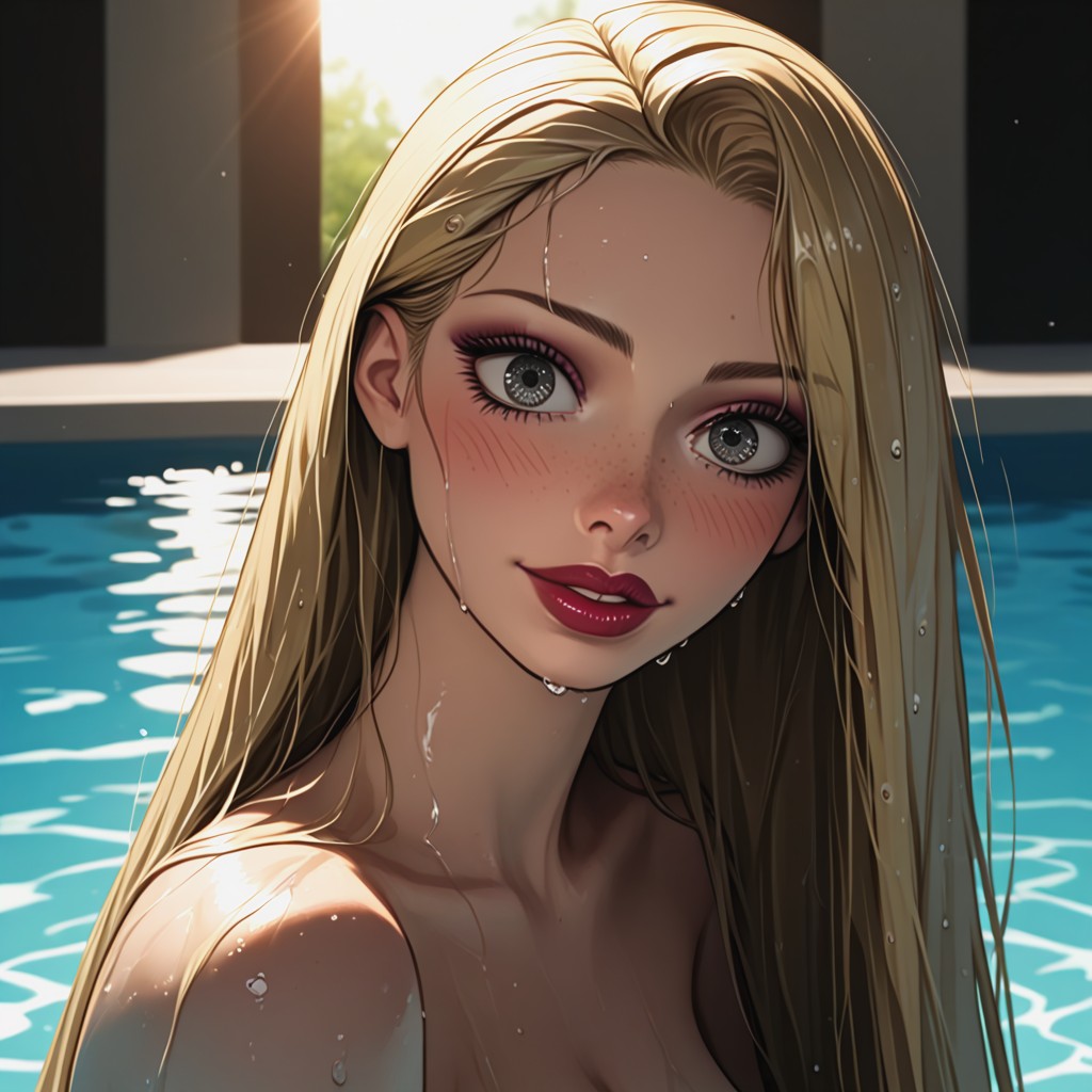 Wet Hair, Oiled Skin, Rapunzel Hentai AI Porn