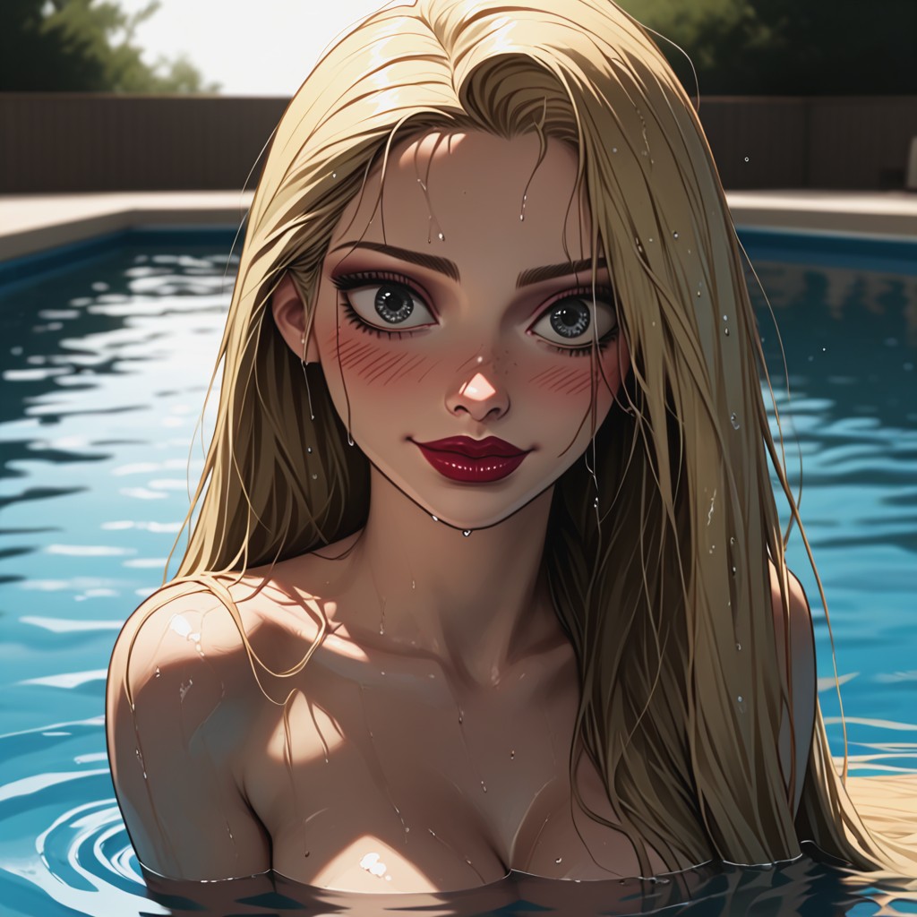 Wet Hair, Grey Eyes, Slimbody Hentai AI Porn
