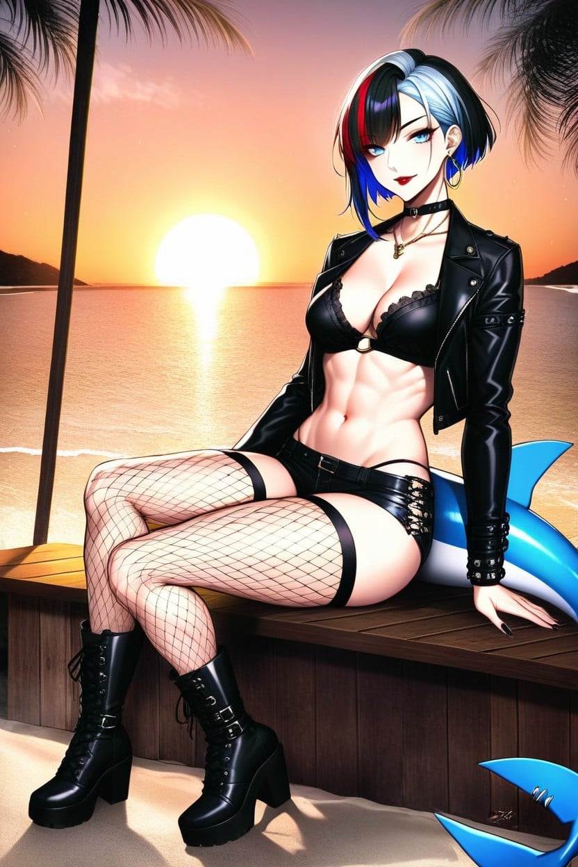Full Body View, Breasts Covered, Exposed Midriff AIポルノ