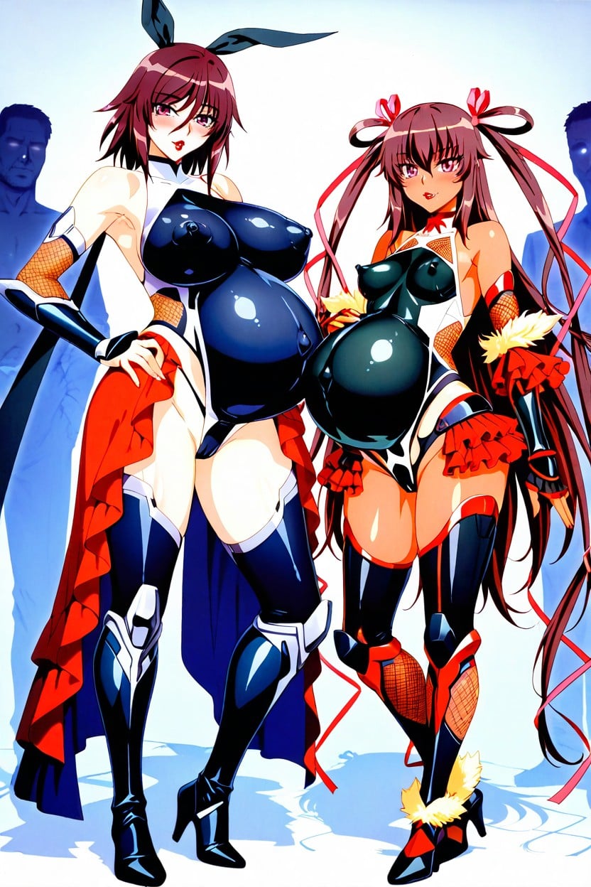 Front View, Fishnets, Elbow Gloves Hentai AI Porn