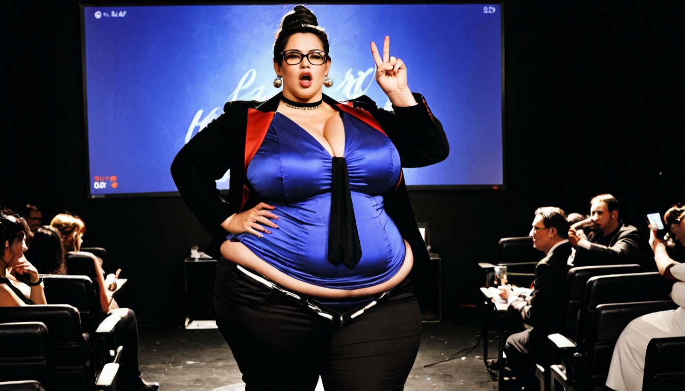 Thick Black Framed Glasses, Thick Glossy Lips, Only The Stage Is Bright BBW AI Porn