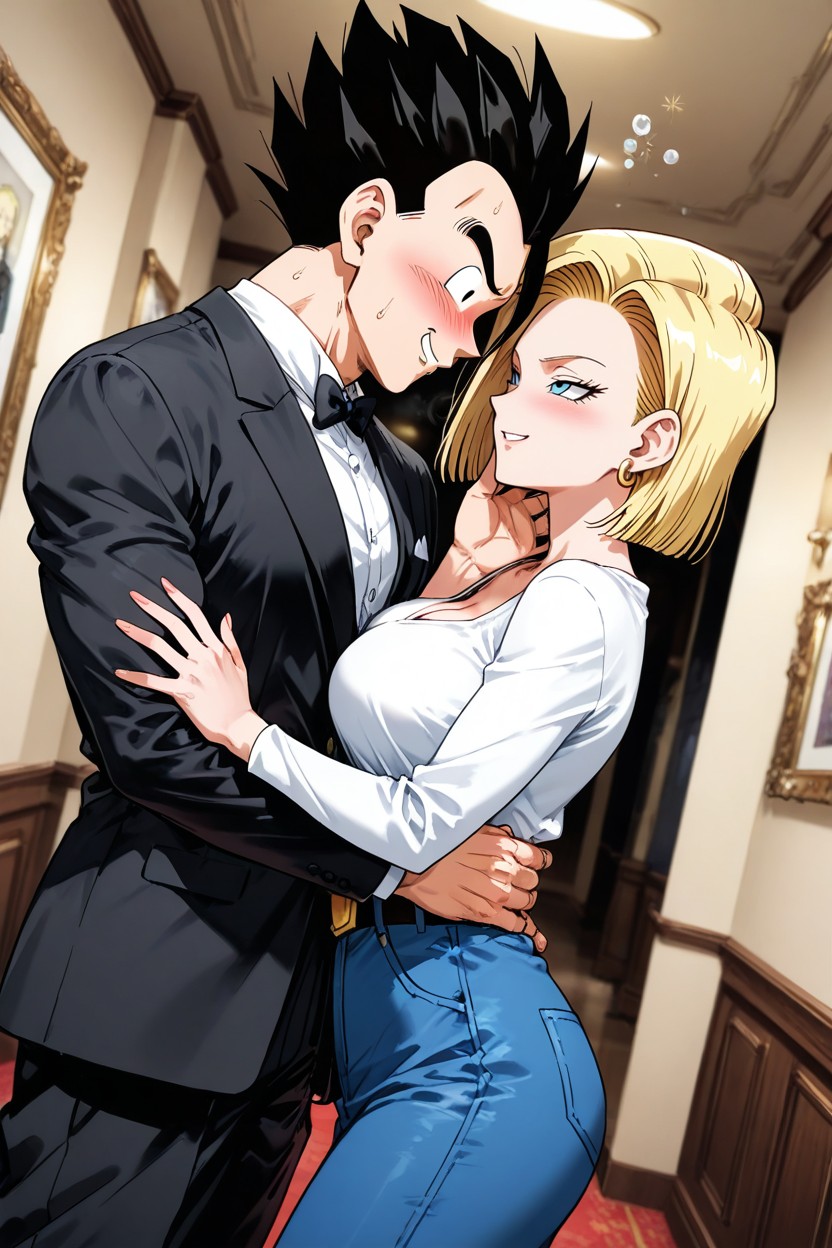 Two People, Side View, Android And Gohan From Dragon Ball AI Porn