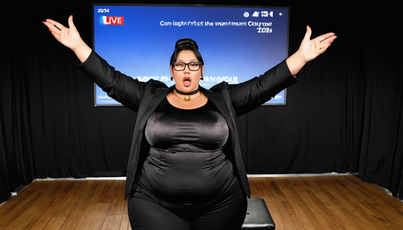 Debout, Long Black Hair, With Gestures Porno IA BBW