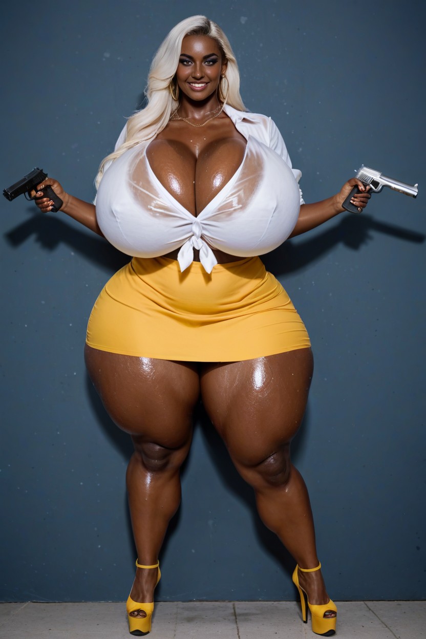 Thick Thighs, White Hair, Evil Smile AI Porn